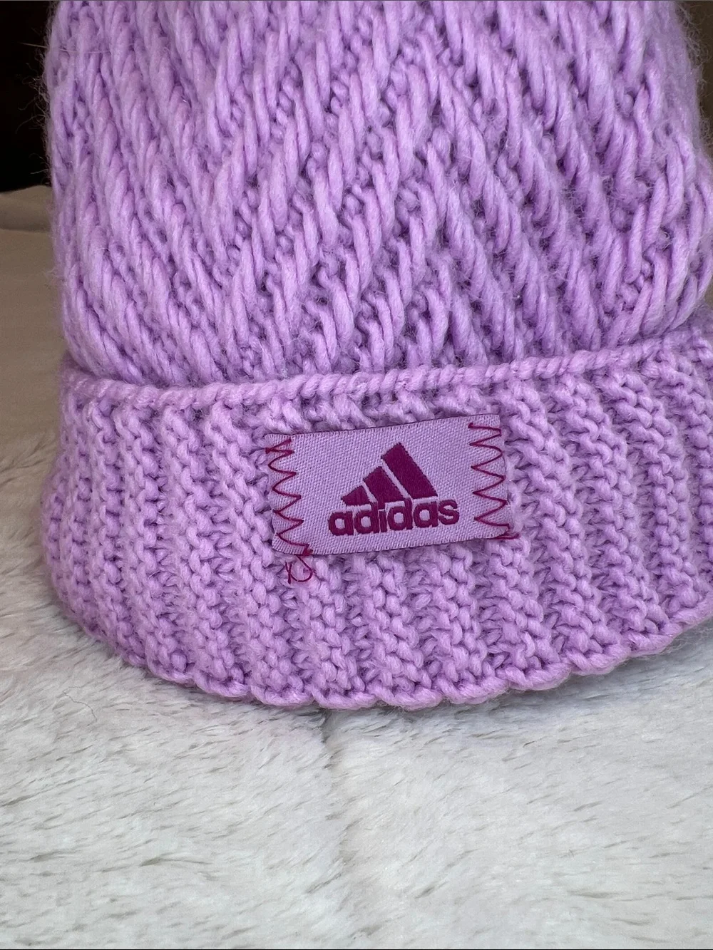 NWOT Adidas Kids Lavender Pom Knit Beanie